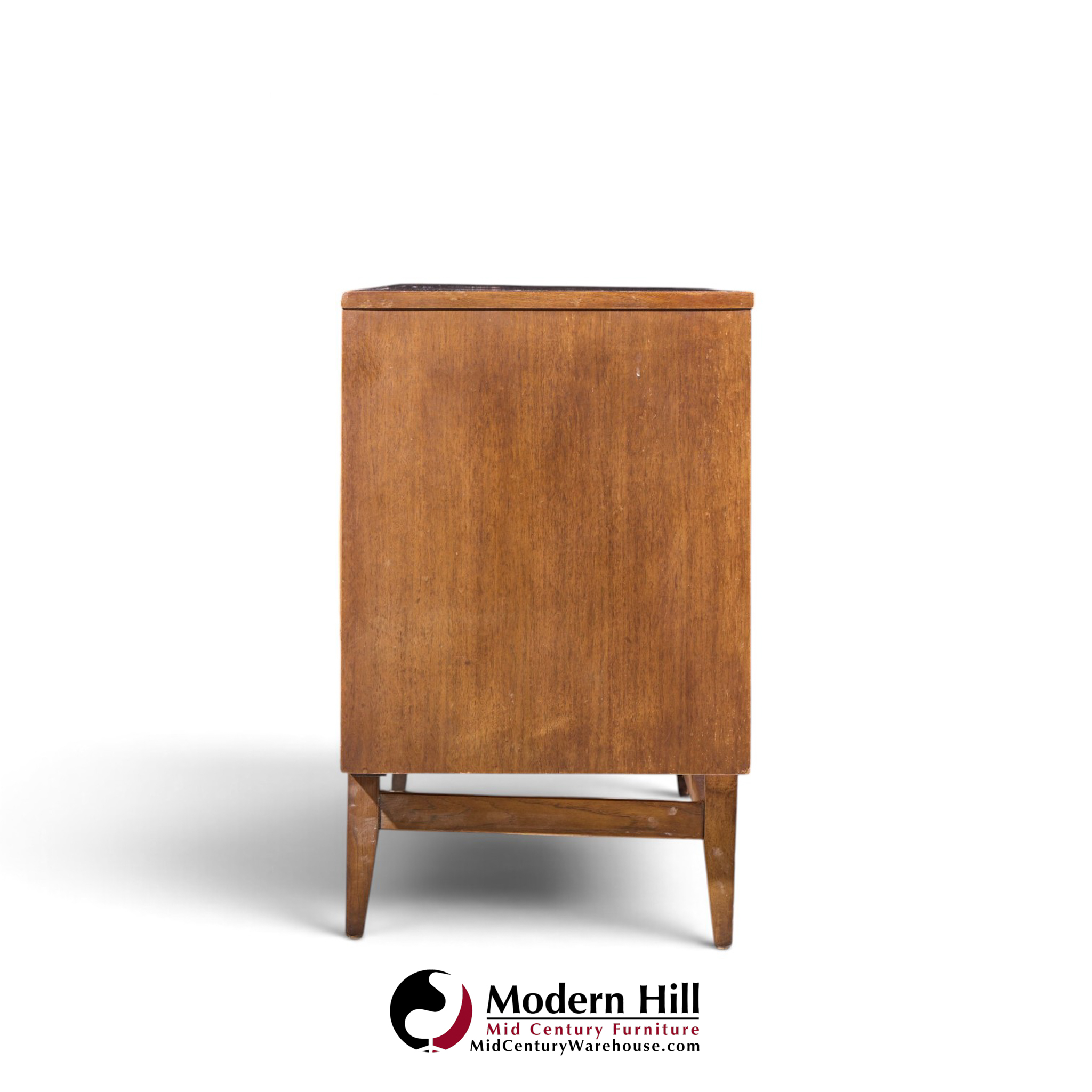 broyhill brasilia mid century walnut and brass lowboy 9 drawer dresser