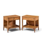 broyhill brasilia mid century walnut and brass nightstands - pair