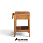 broyhill brasilia mid century walnut and brass nightstands - pair