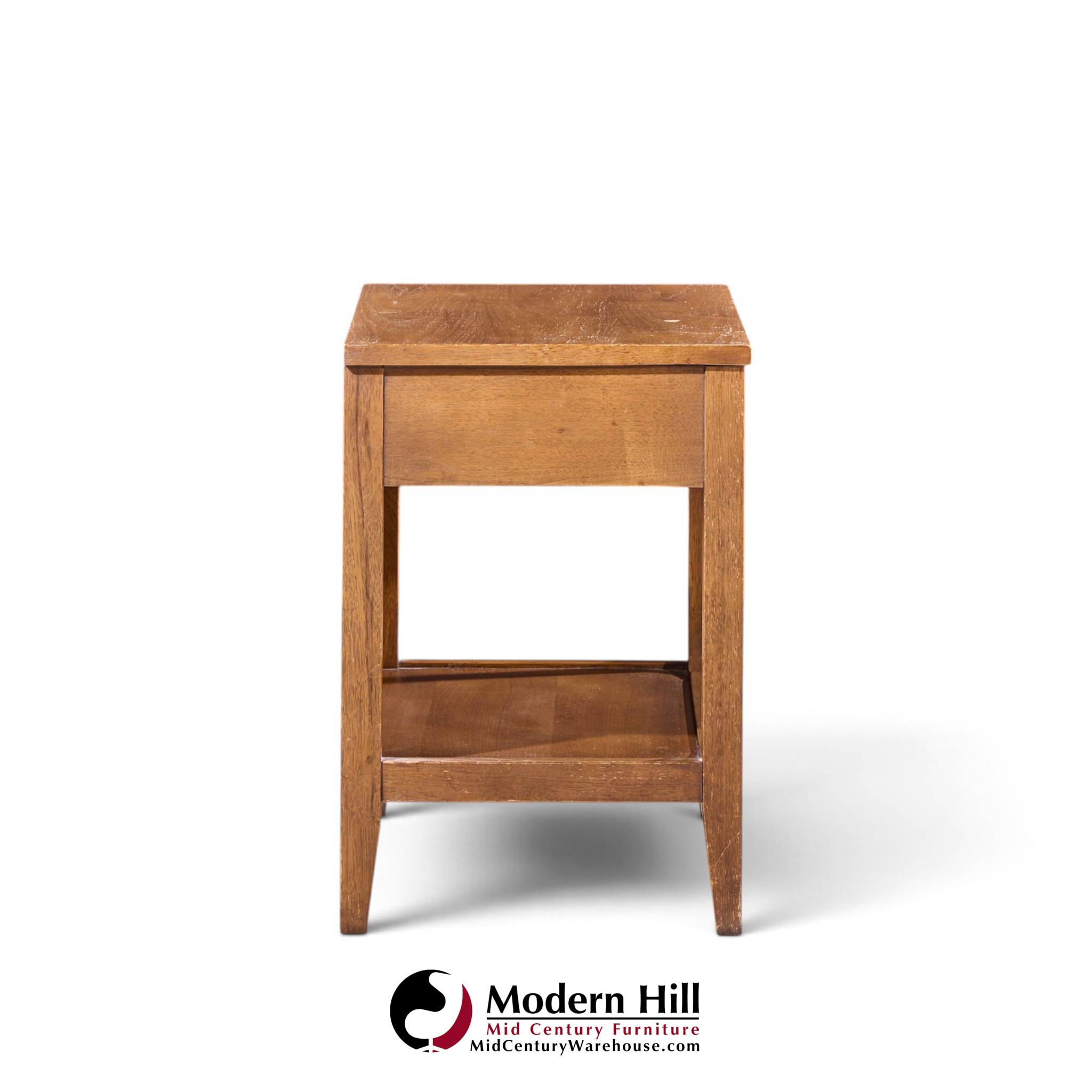 broyhill brasilia mid century walnut and brass nightstands - pair