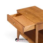 broyhill brasilia mid century walnut and brass nightstands - pair