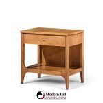 broyhill brasilia mid century walnut and brass nightstands - pair