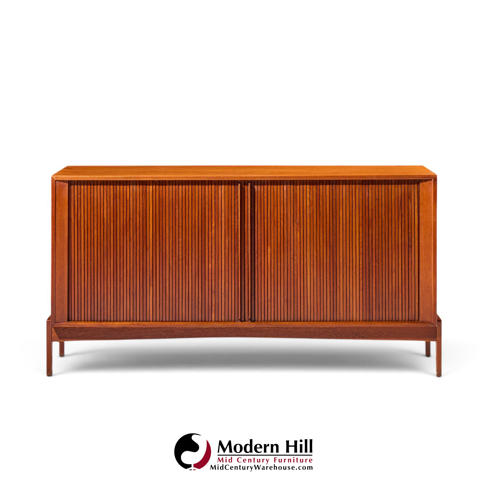dux style mid century walnut tambour door credenza