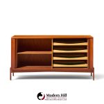 dux style mid century walnut tambour door credenza