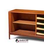 dux style mid century walnut tambour door credenza