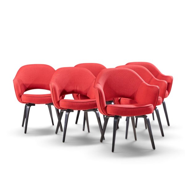 eero saarinen for knoll mid century bentwood executive dining chairs - set of 6
