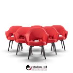 eero saarinen for knoll mid century bentwood executive dining chairs - set of 6