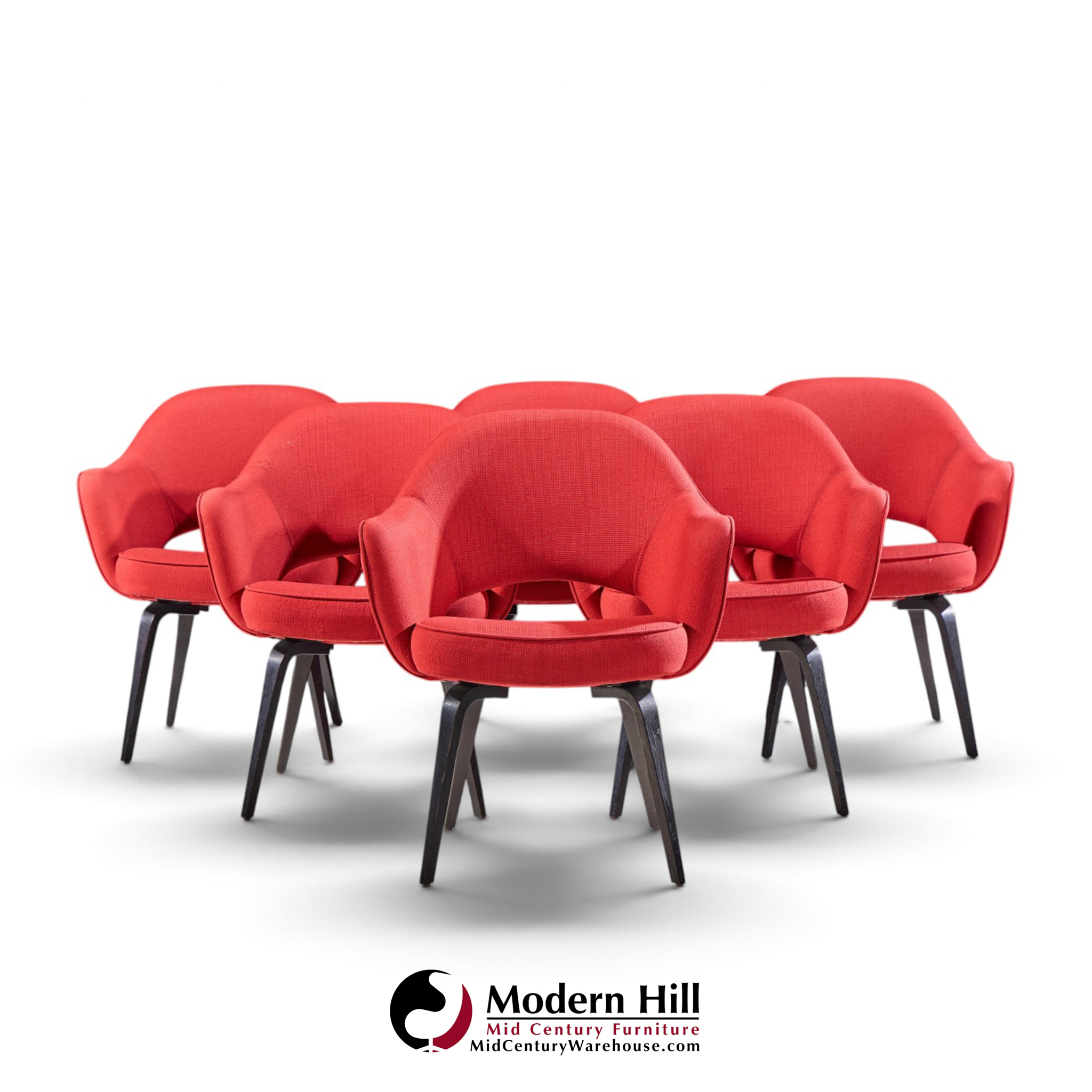 eero saarinen for knoll mid century bentwood executive dining chairs - set of 6