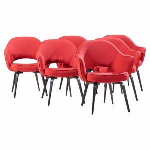 eero saarinen for knoll mid century bentwood executive dining chairs - set of 6