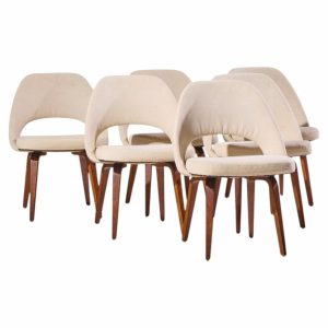 eero saarinen for knoll mid century bentwood executive dining chairs - set of 6