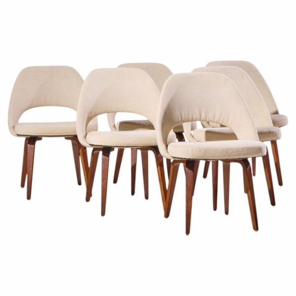 eero saarinen for knoll mid century bentwood executive dining chairs - set of 6