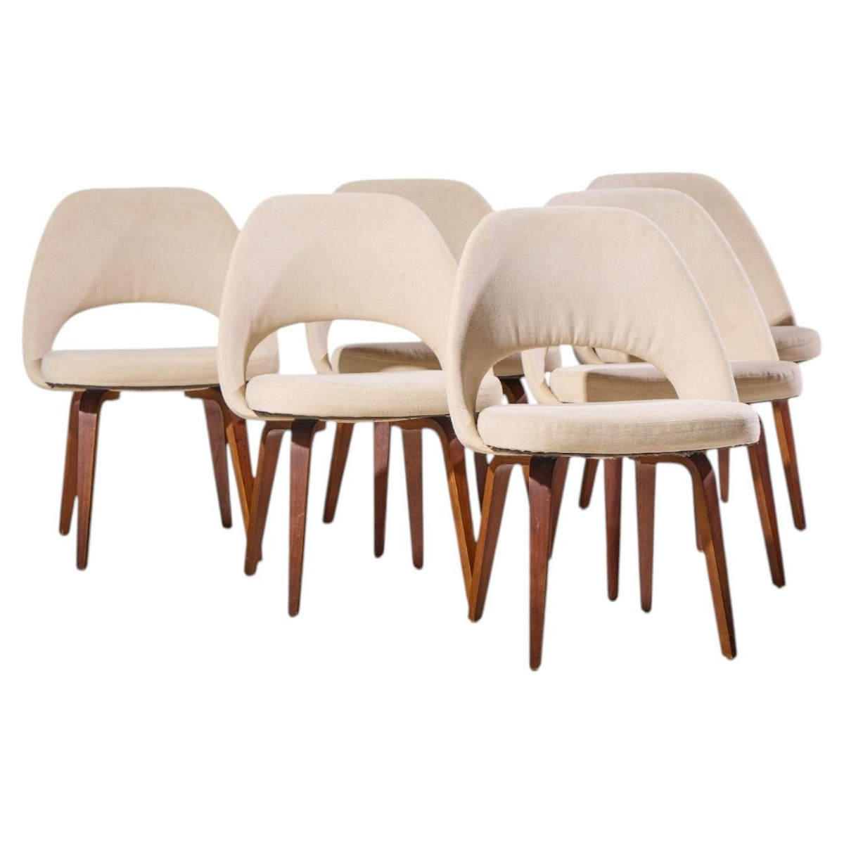 eero saarinen for knoll mid century bentwood executive dining chairs - set of 6