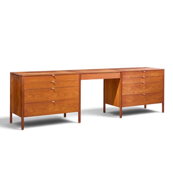 florence knoll for knoll mid century walnut 3-piece vanity set