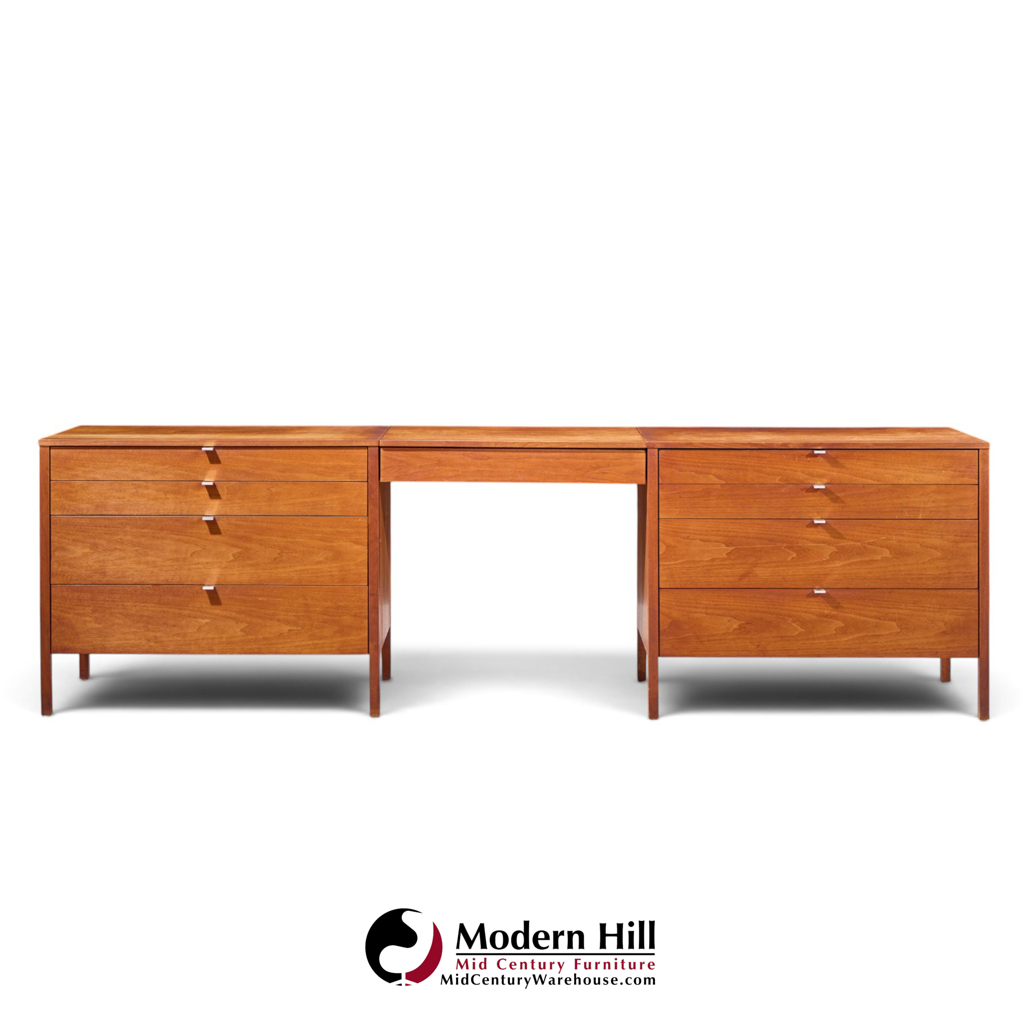 florence knoll for knoll mid century walnut 3-piece vanity set