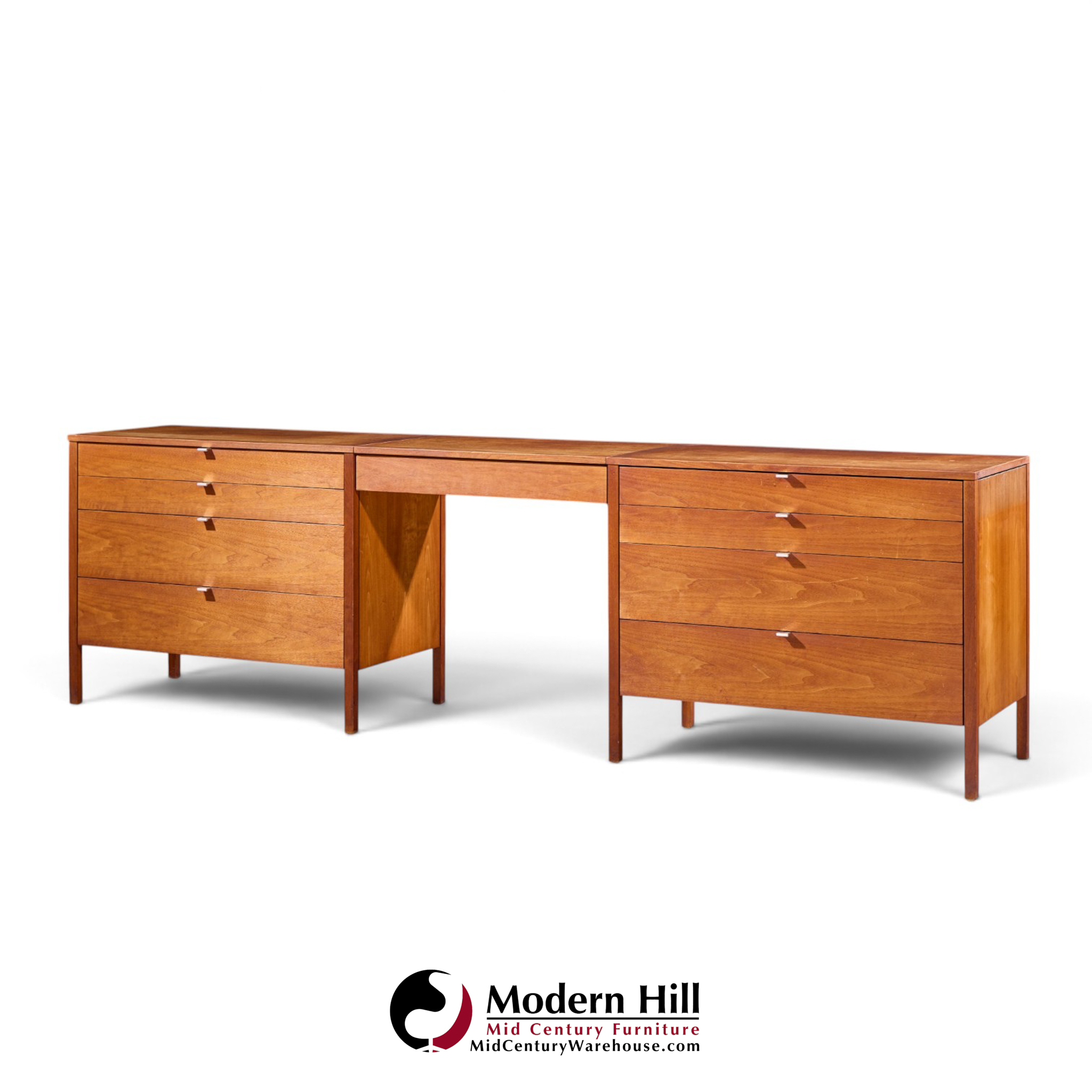 florence knoll for knoll mid century walnut 3-piece vanity set
