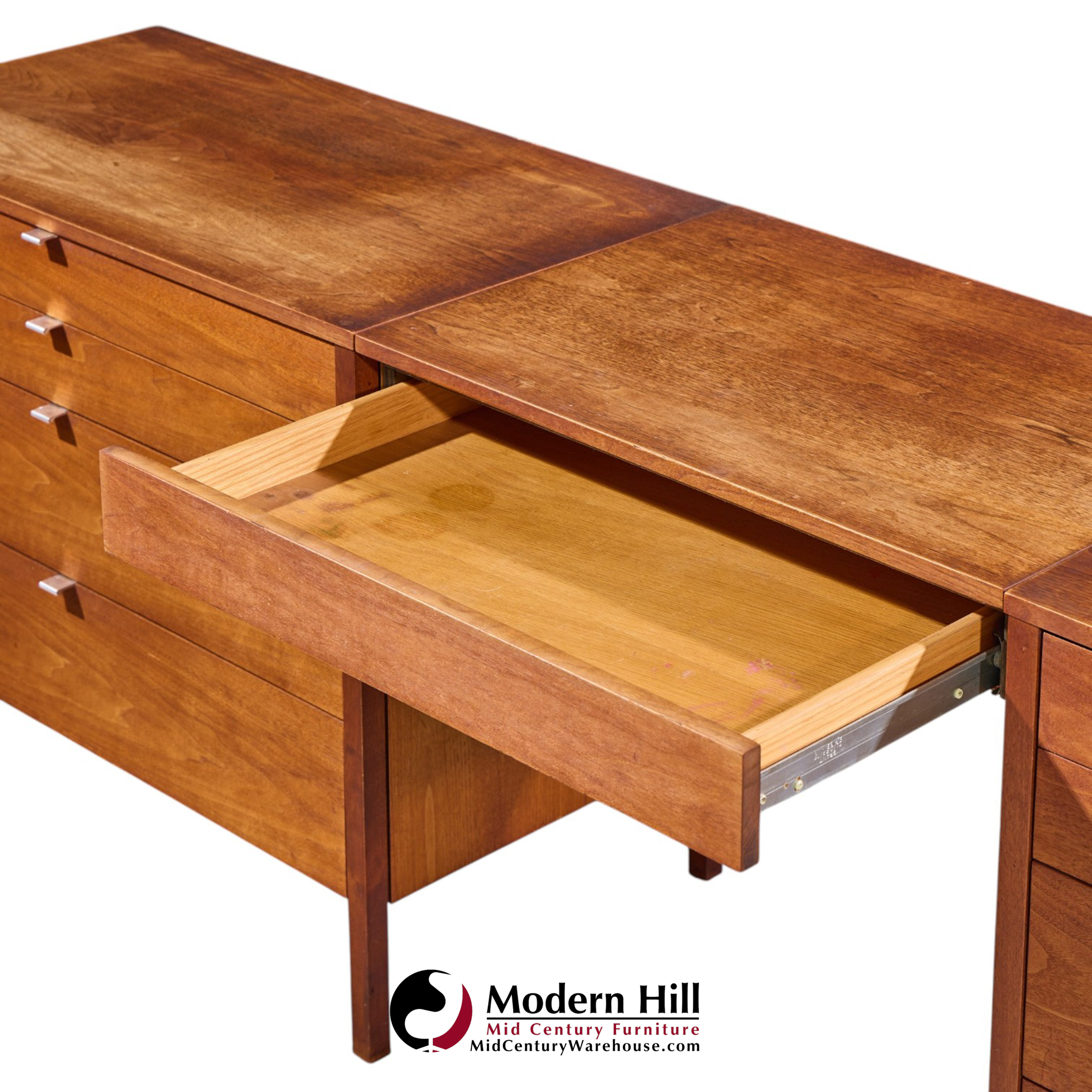 florence knoll for knoll mid century walnut 3-piece vanity set