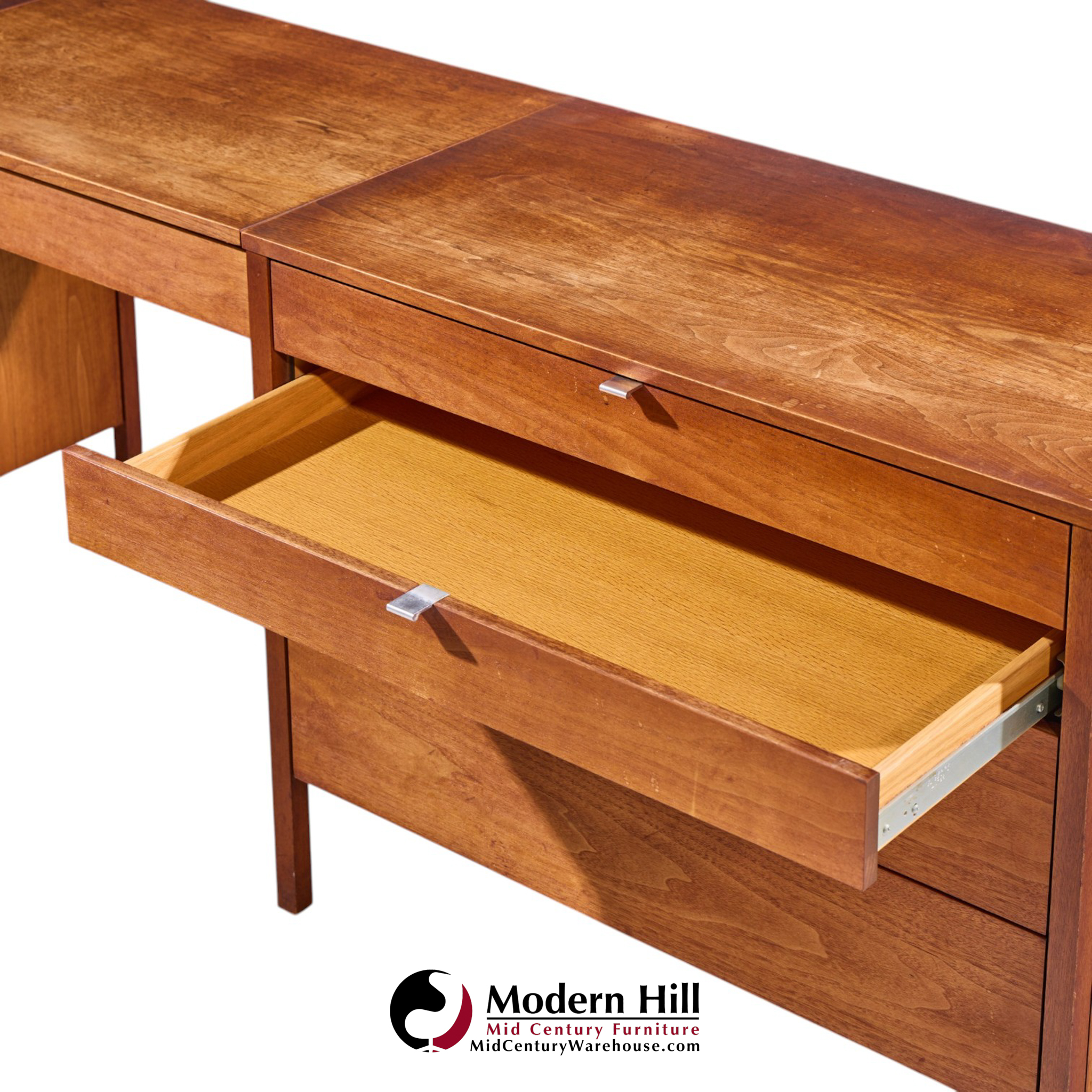 florence knoll for knoll mid century walnut 3-piece vanity set
