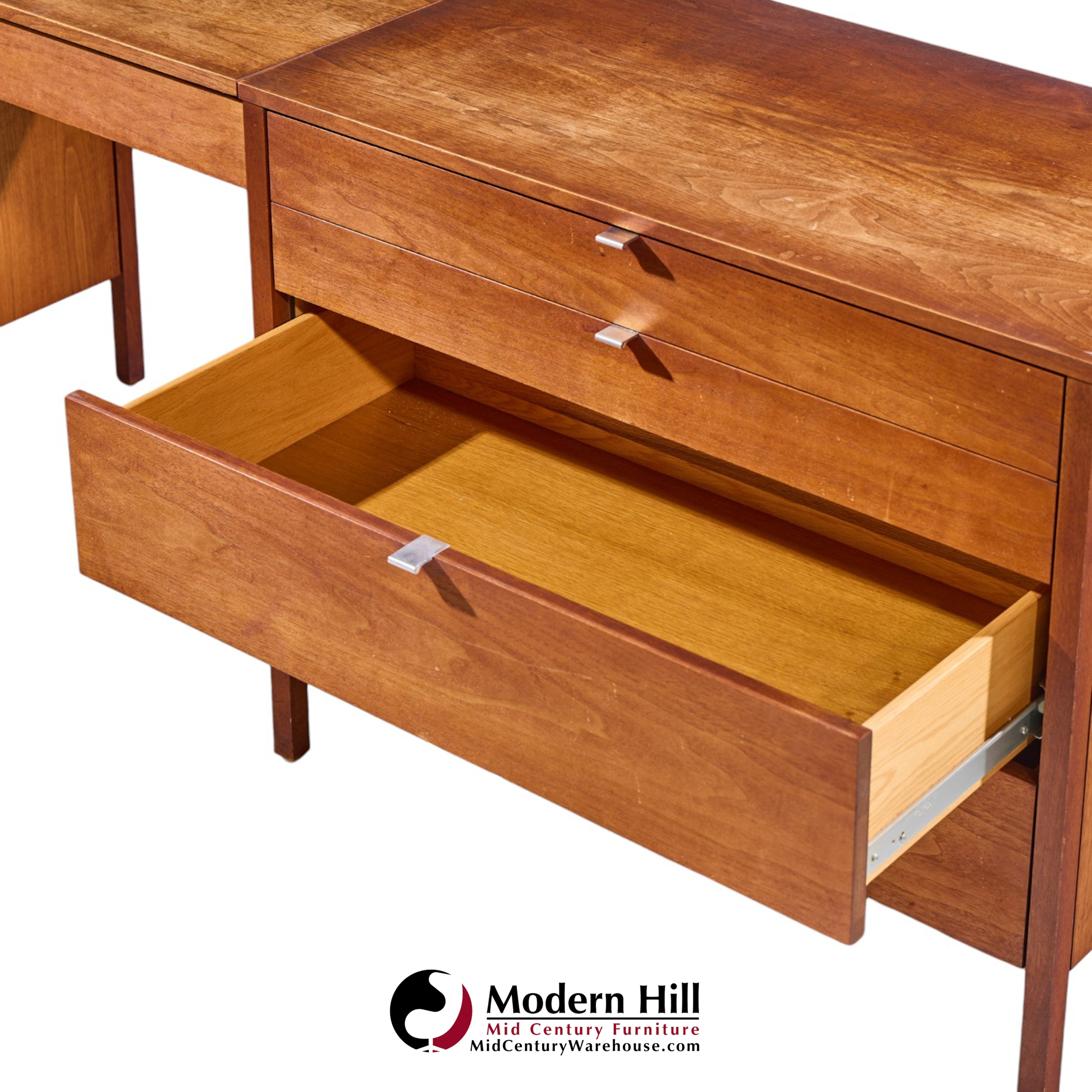 florence knoll for knoll mid century walnut 3-piece vanity set