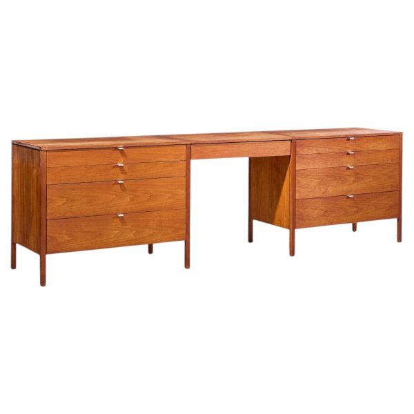 florence knoll for knoll mid century walnut 3-piece vanity set
