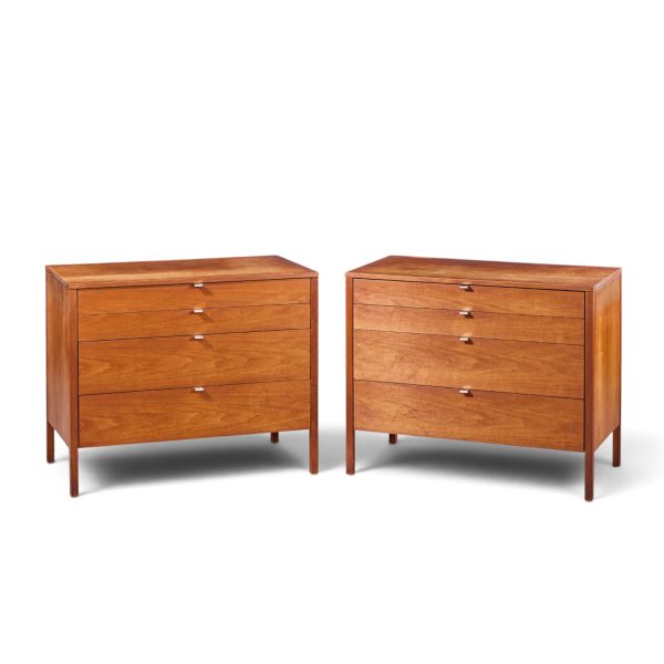 florence knoll for knoll mid century walnut chest of drawers dresser - pair