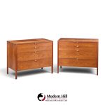 florence knoll for knoll mid century walnut chest of drawers dresser - pair