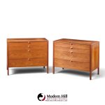 florence knoll for knoll mid century walnut chest of drawers dresser - pair