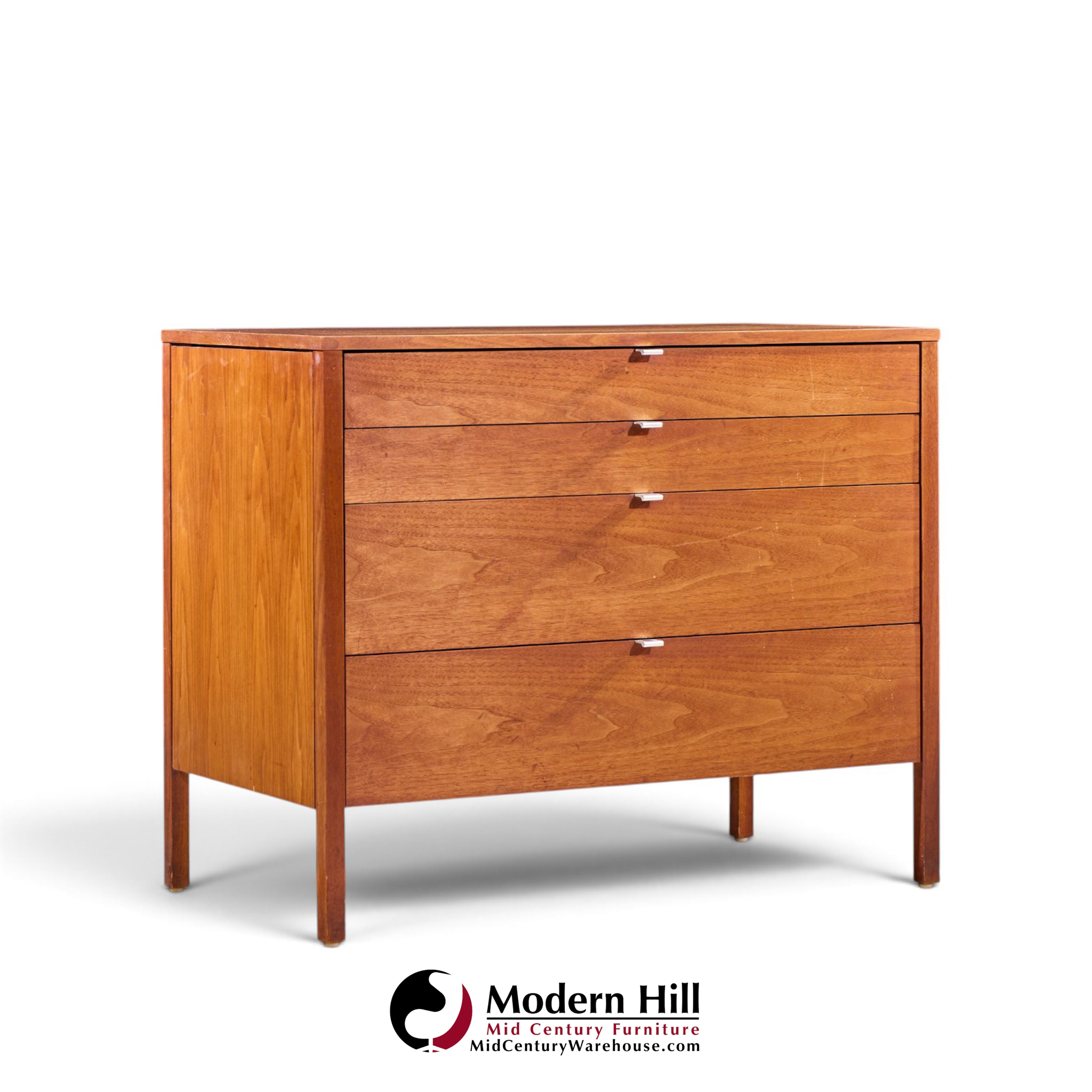 florence knoll for knoll mid century walnut chest of drawers dresser - pair