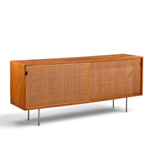florence knoll for knoll model 116 mid century walnut and cane sliding door credenza