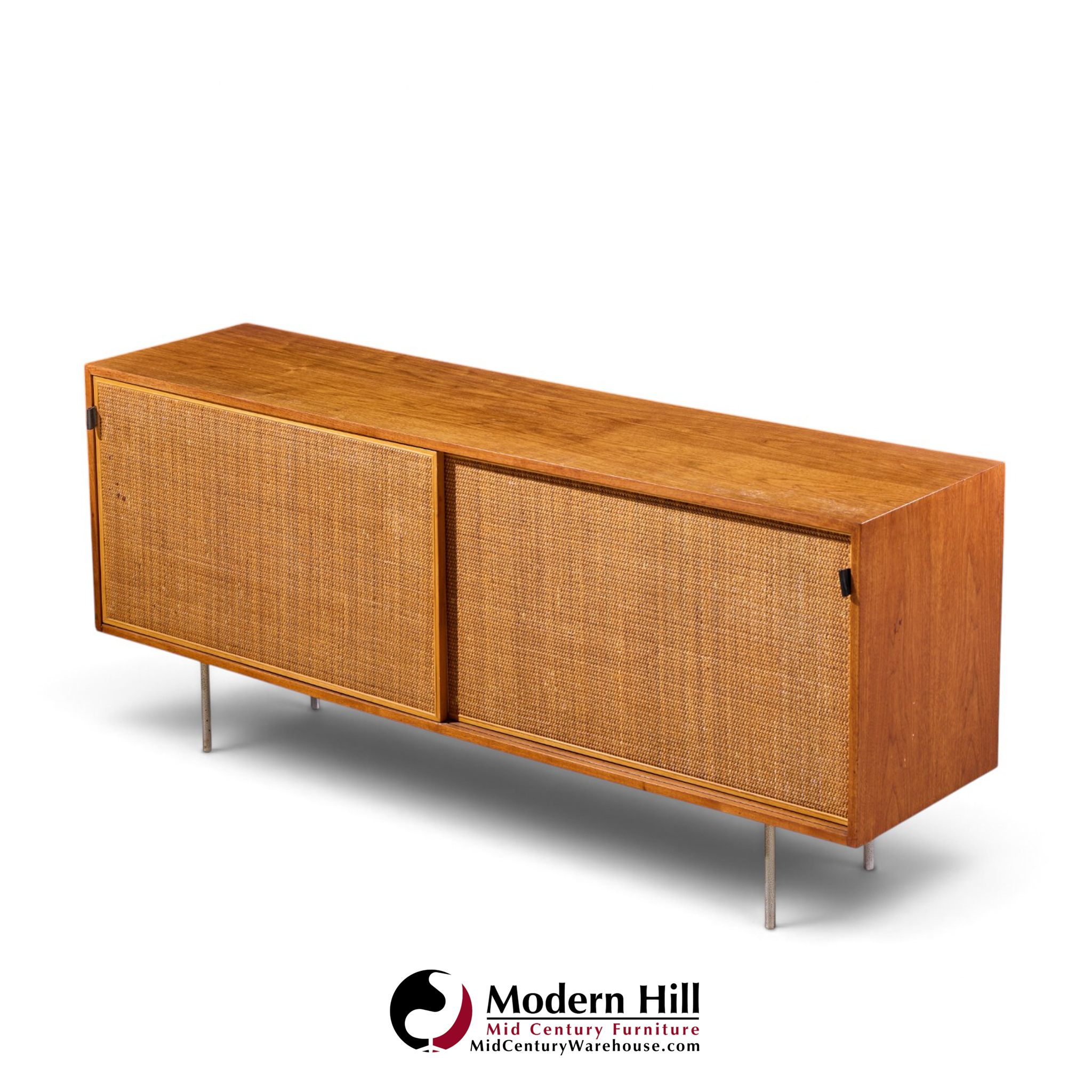 florence knoll for knoll model 116 mid century walnut and cane sliding door credenza