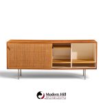 florence knoll for knoll model 116 mid century walnut and cane sliding door credenza