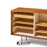 florence knoll for knoll model 116 mid century walnut and cane sliding door credenza