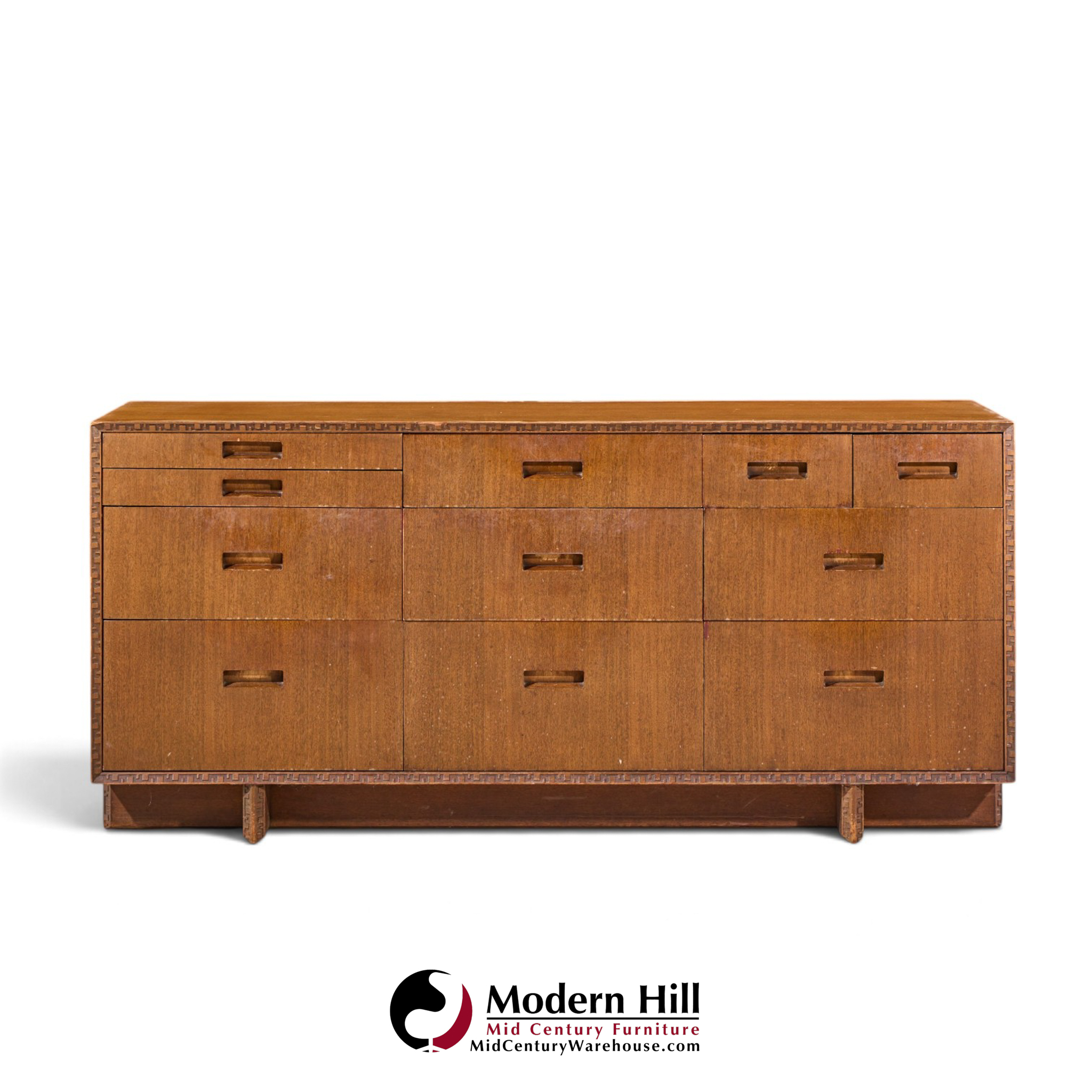 frank lloyd wright for henredon taliesin mid century 11 drawer mahogany lowboy dresser
