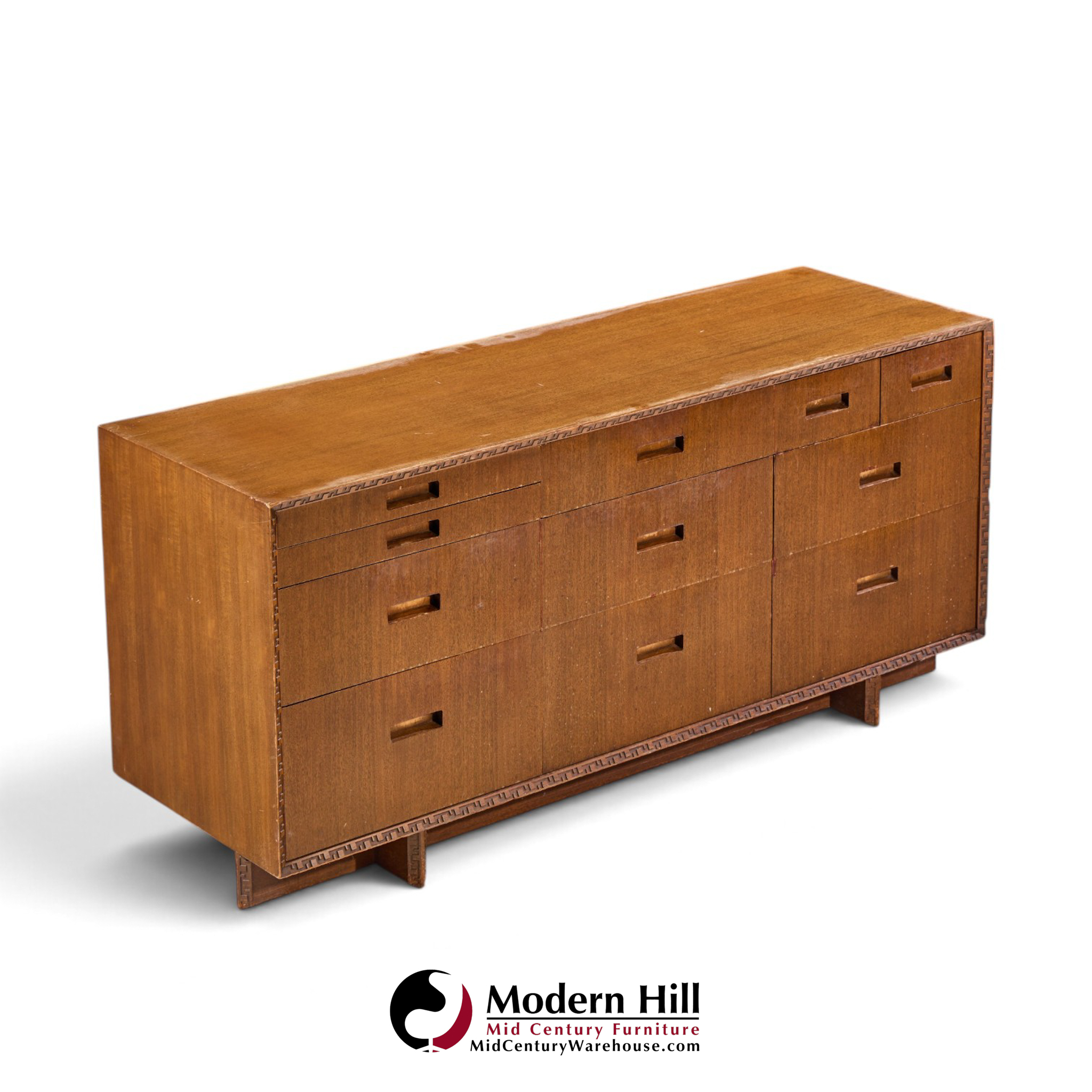 frank lloyd wright for henredon taliesin mid century 11 drawer mahogany lowboy dresser