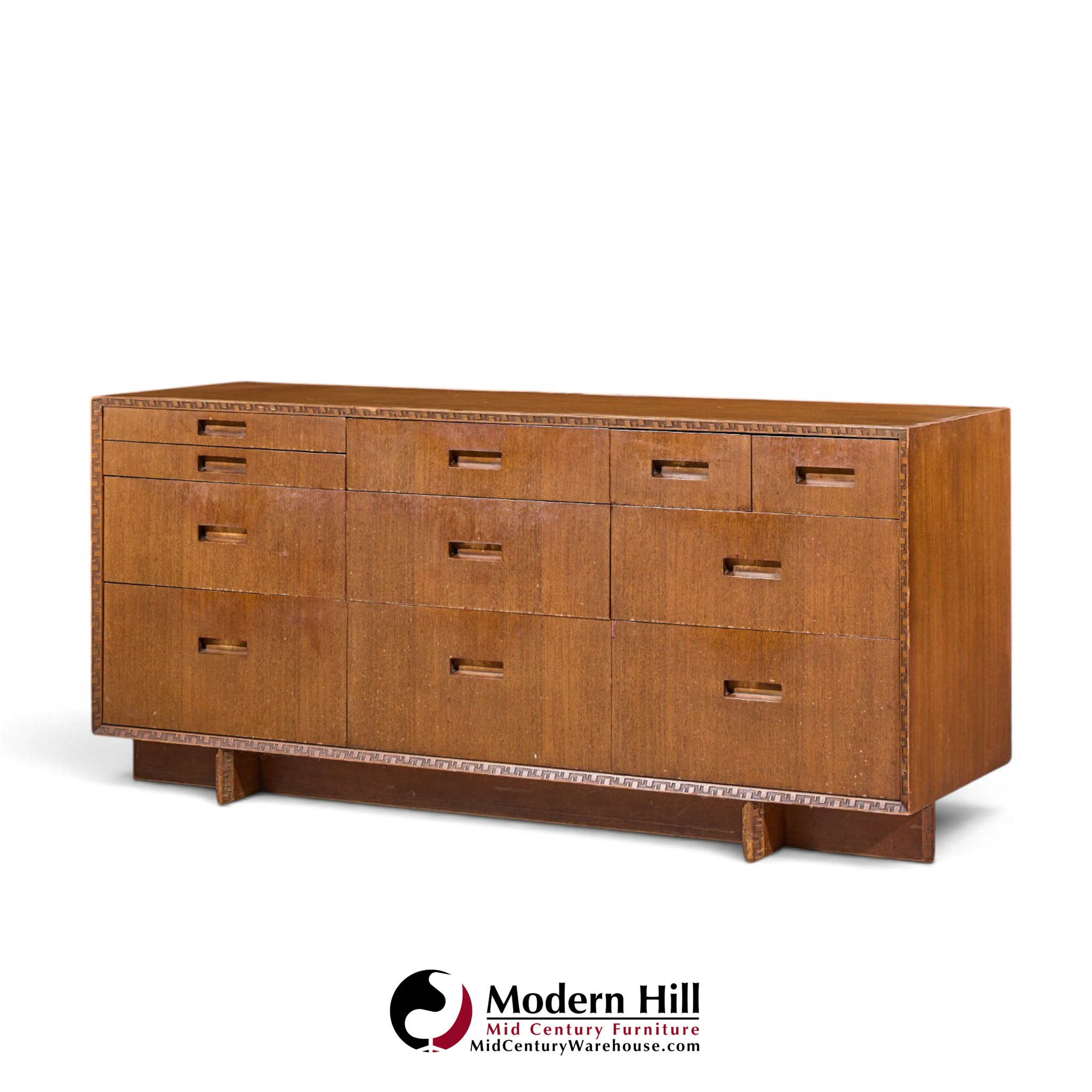 frank lloyd wright for henredon taliesin mid century 11 drawer mahogany lowboy dresser