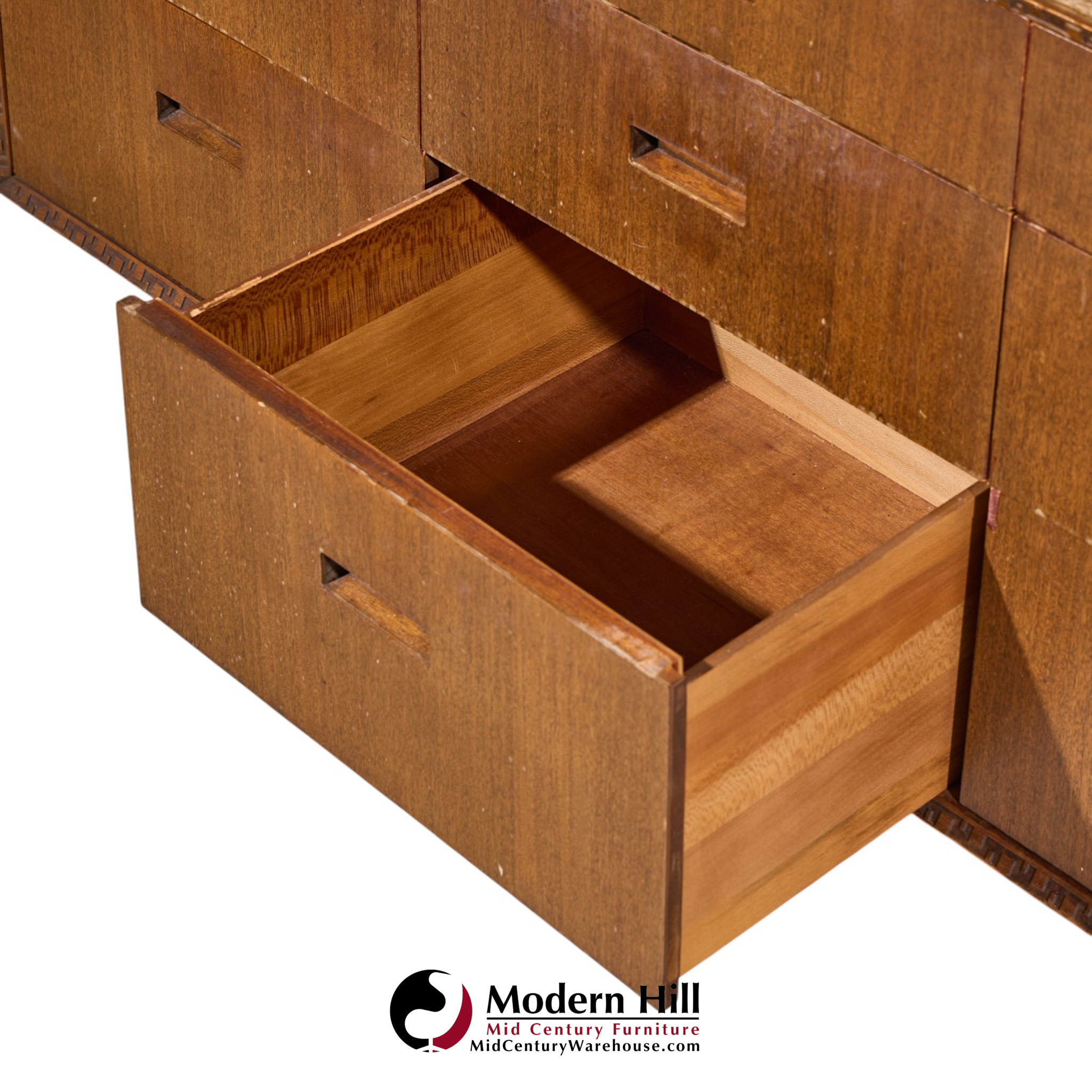 frank lloyd wright for henredon taliesin mid century 11 drawer mahogany lowboy dresser