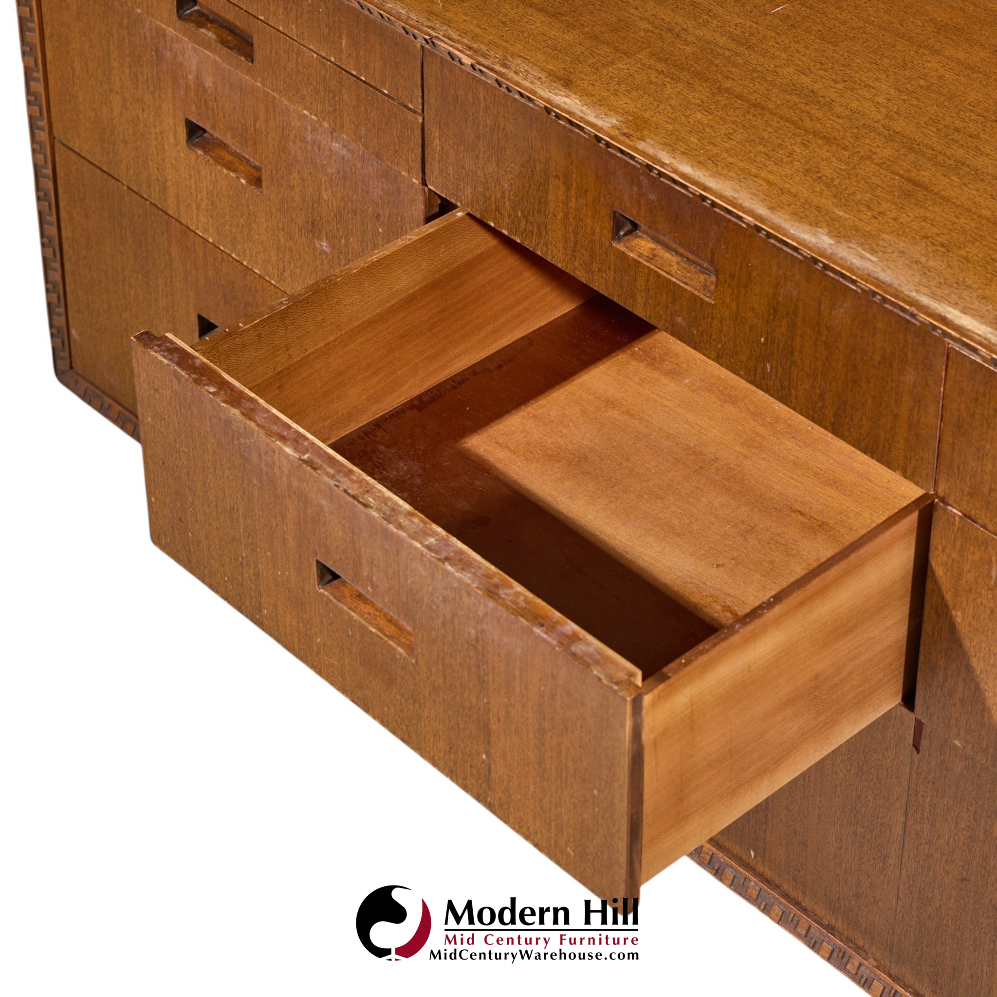 frank lloyd wright for henredon taliesin mid century 11 drawer mahogany lowboy dresser