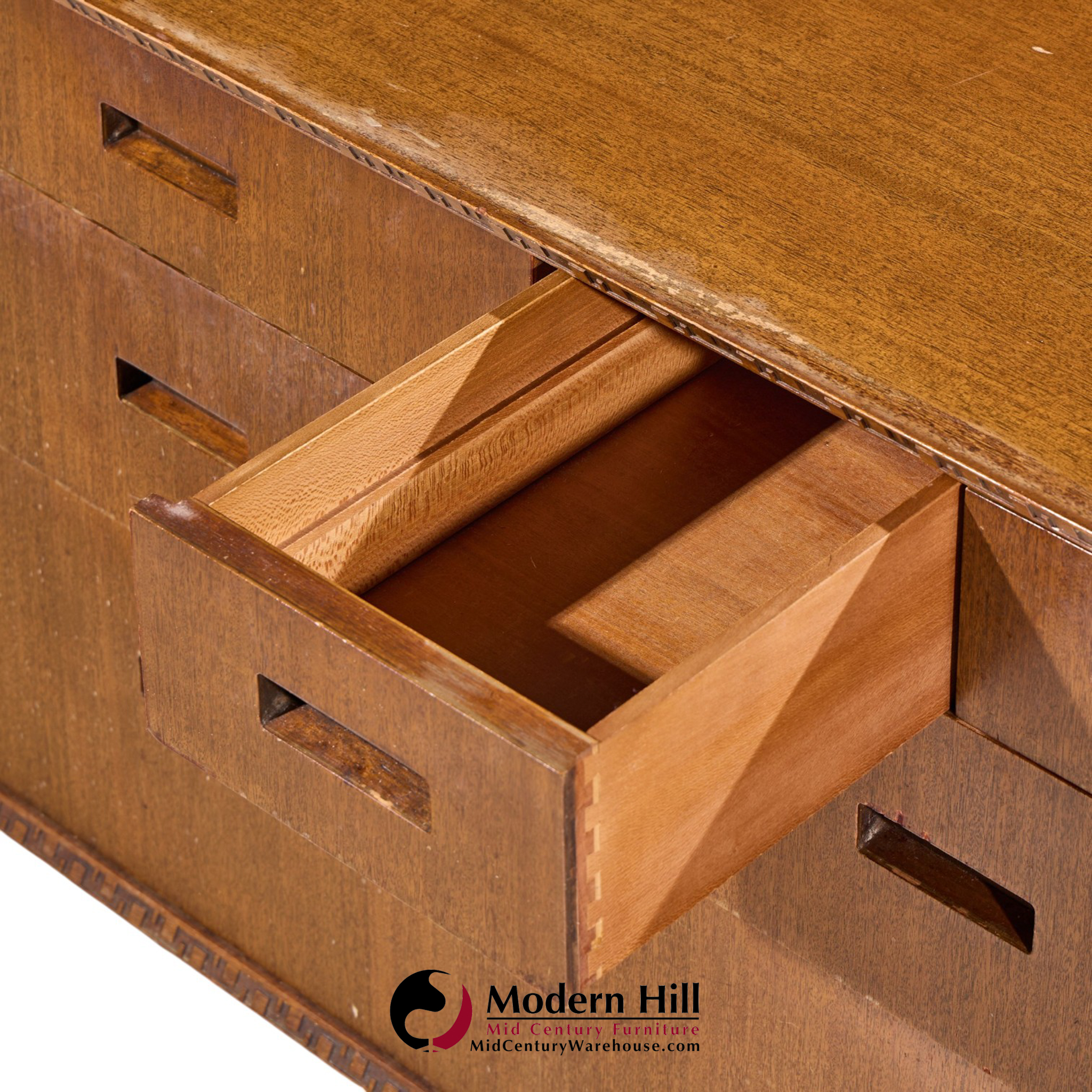 frank lloyd wright for henredon taliesin mid century 11 drawer mahogany lowboy dresser
