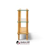 gilbert rohde style mid century glass and walnut console table