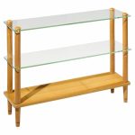 gilbert rohde style mid century glass and walnut console table