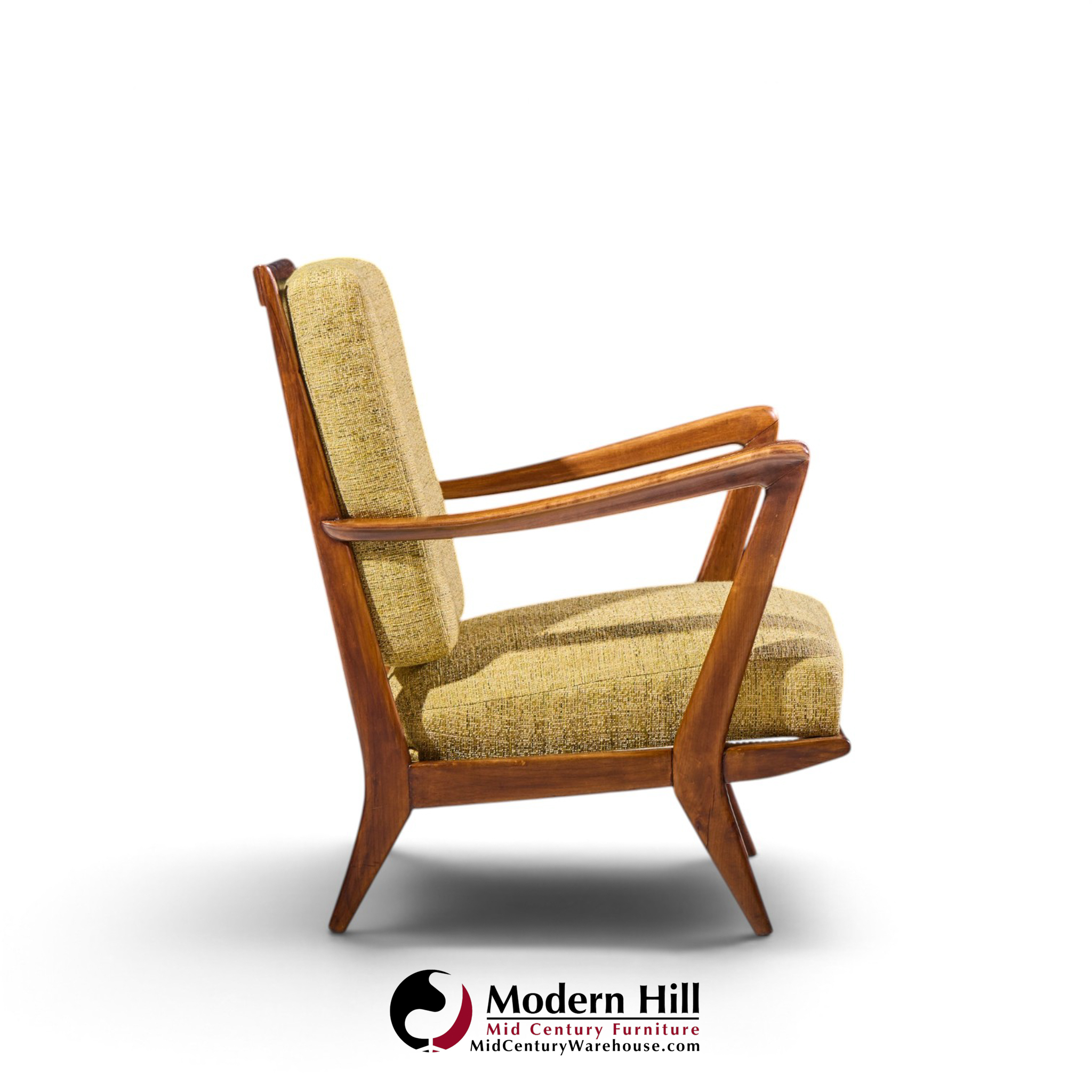 gio ponti for cassina model 516 mid century walnut lounge chairs - pair