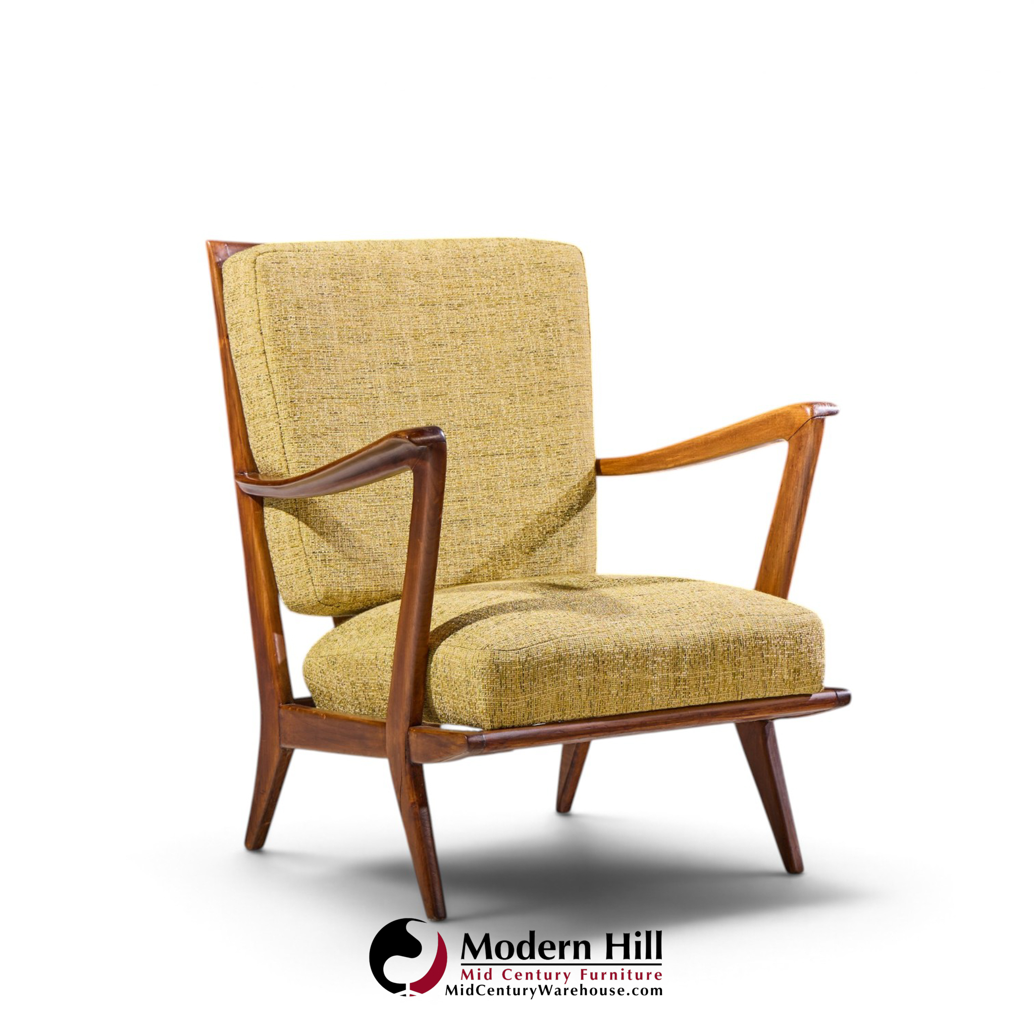 gio ponti for cassina model 516 mid century walnut lounge chairs - pair
