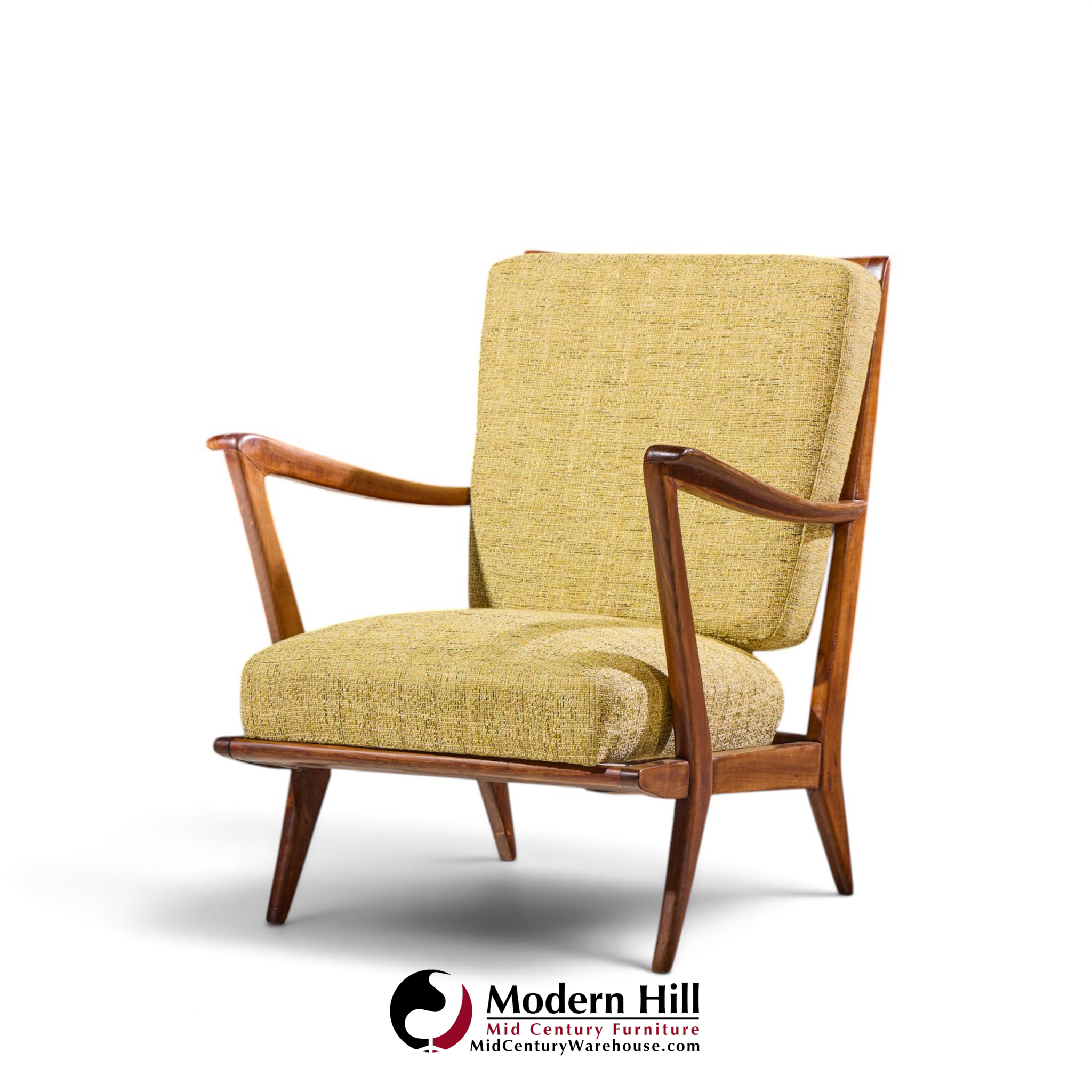 gio ponti for cassina model 516 mid century walnut lounge chairs - pair