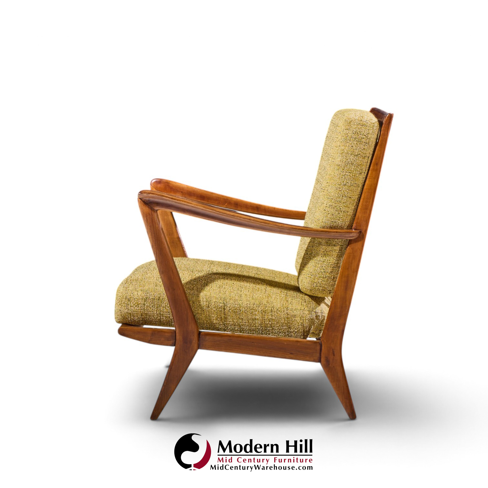 gio ponti for cassina model 516 mid century walnut lounge chairs - pair