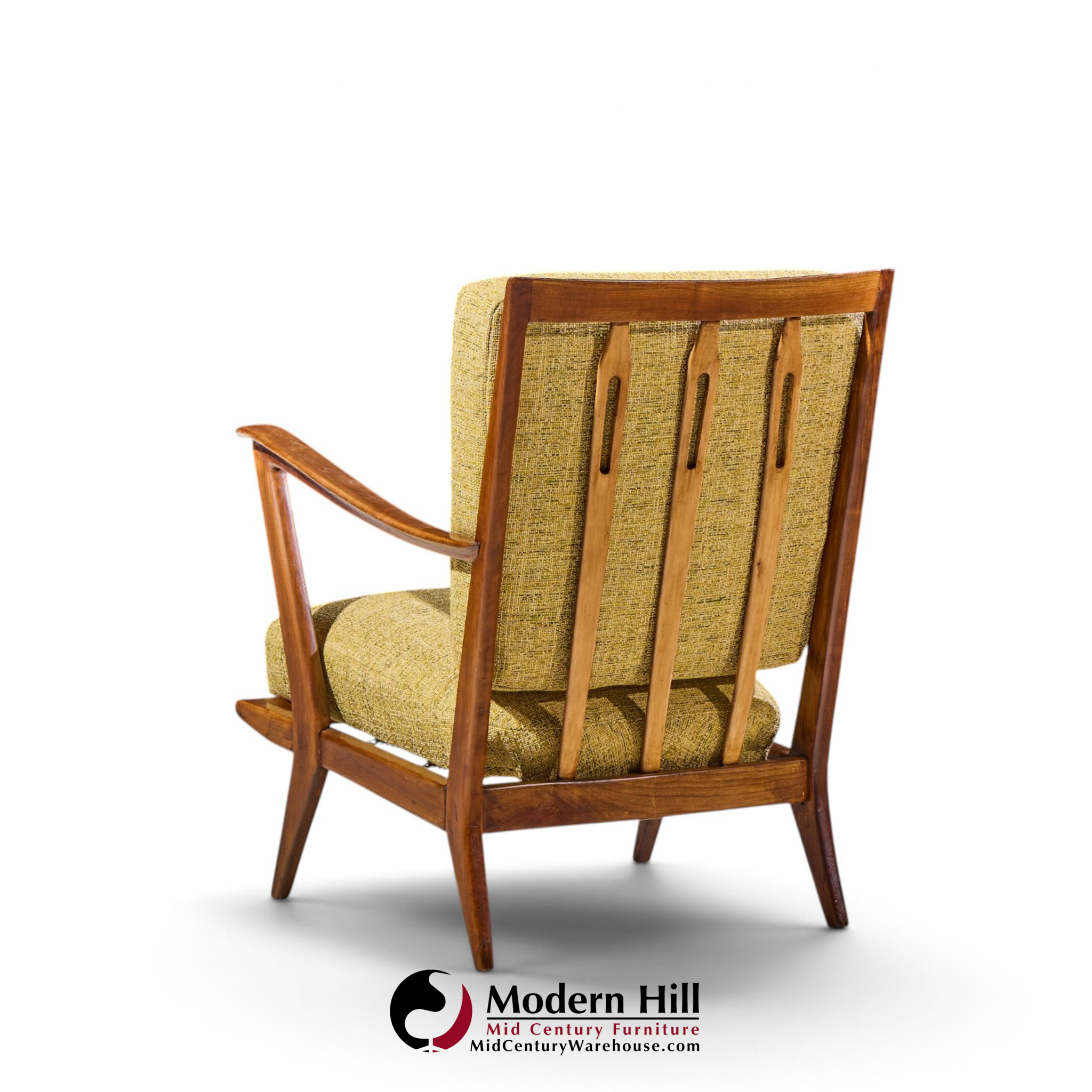 gio ponti for cassina model 516 mid century walnut lounge chairs - pair