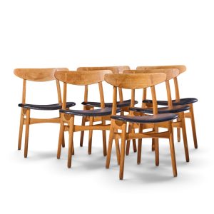 hans wegner for carl hansen ch30 mid century danish teak and oak dining chairs - set of 6