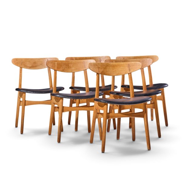 hans wegner for carl hansen ch30 mid century danish teak and oak dining chairs - set of 6