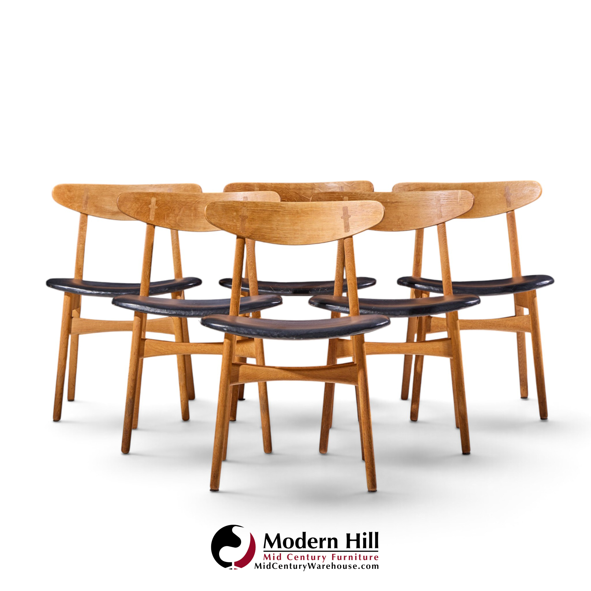 hans wegner for carl hansen ch30 mid century danish teak and oak dining chairs - set of 6