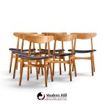 hans wegner for carl hansen ch30 mid century danish teak and oak dining chairs - set of 6