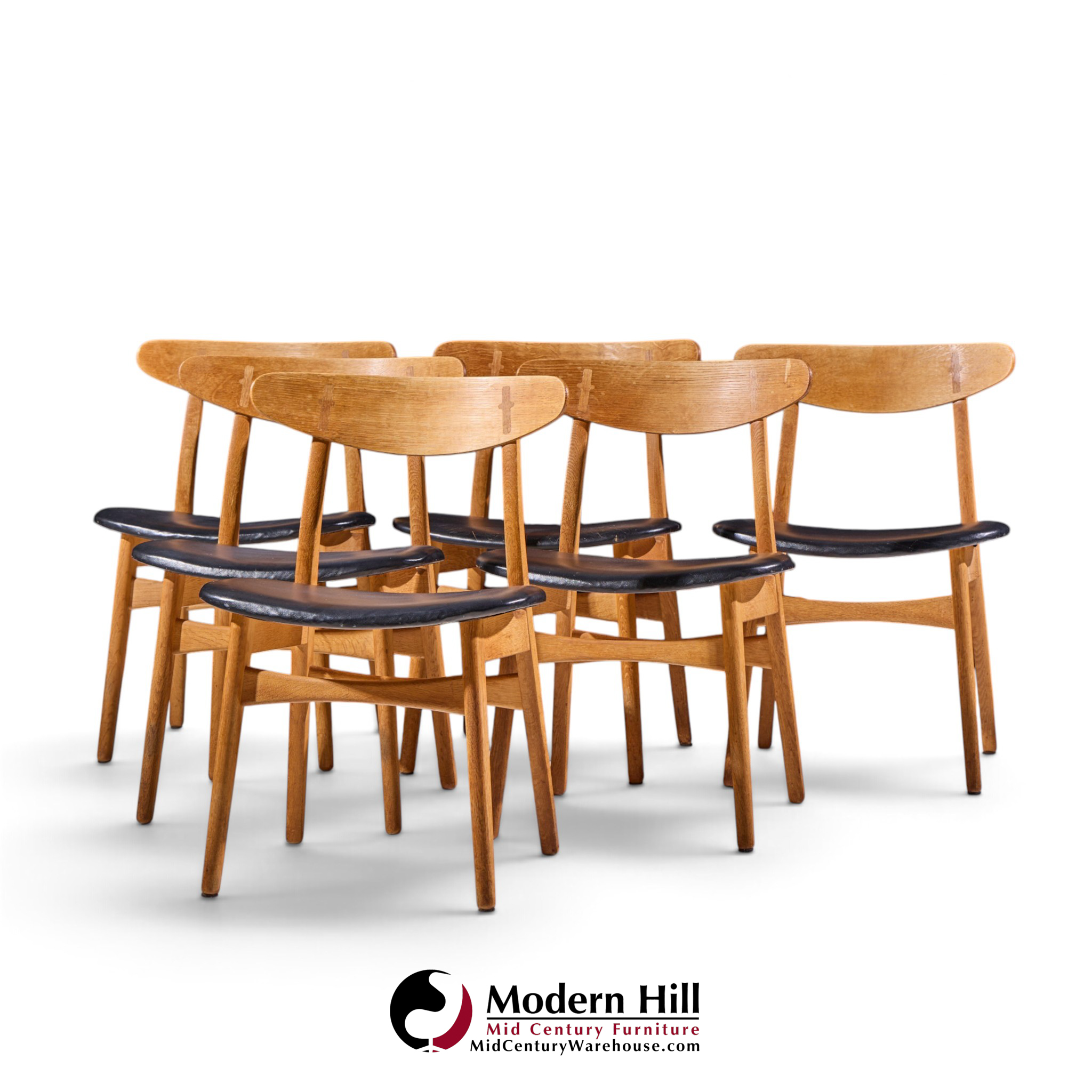 hans wegner for carl hansen ch30 mid century danish teak and oak dining chairs - set of 6