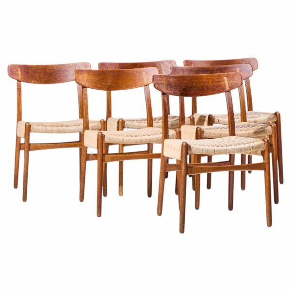 hans wegner for carl hansen & son ch23 mid century danish teak, oak dining chairs - set of 6